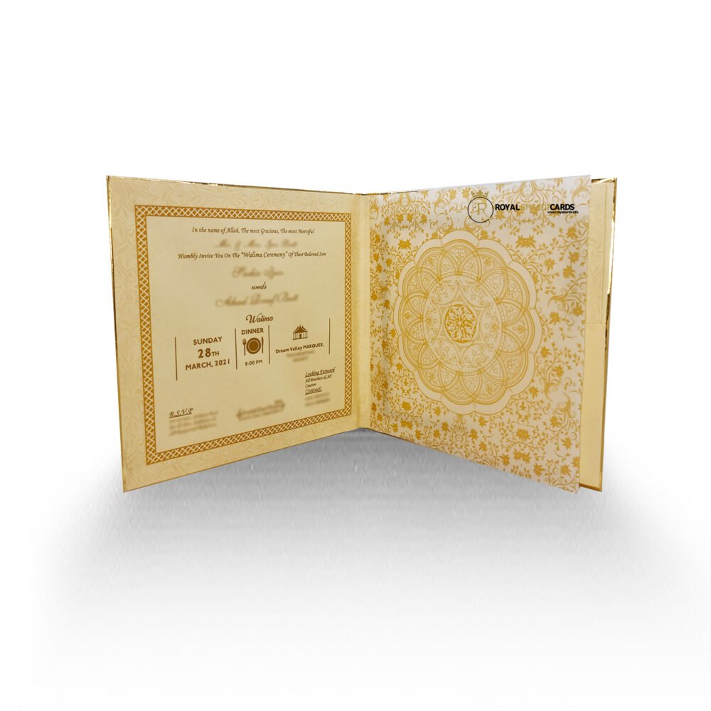 Gold Floral Square Asian Wedding Card Inside