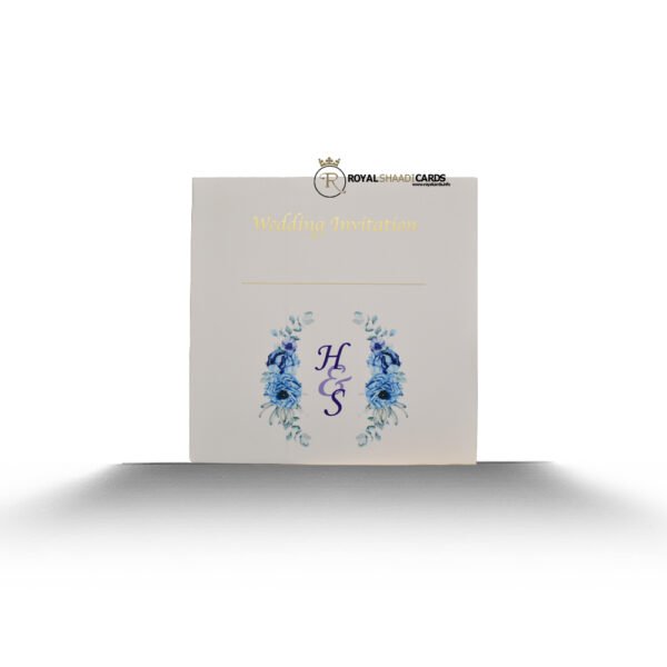 Blue Rose and Gold Design Wedding Card Envelope