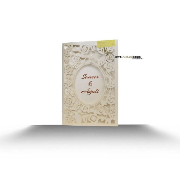 Exquisite Cream White Shaadi Card - Front