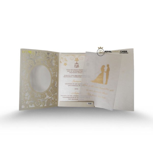 Exquisite Cream White Shaadi Card - Inside